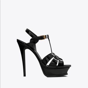 YSL TRIBUTE PLATFORM SANDALS IN PATENT LEATHER